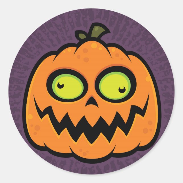 Pegatina Redonda Calabaza loca (Anverso)