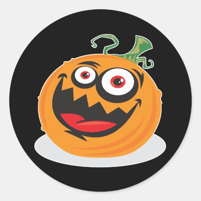 Pegatina Redonda Calabaza loca (Anverso)