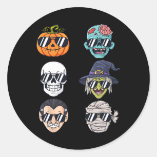 Pegatina Redonda Calabaza más fría Halloween Skeleton Vampiro de Br