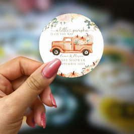 Pegatina Redonda Calabaza moderna caída Minimalista Baby Shower neu