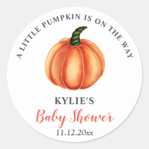 Pegatina Redonda Calabaza naranja   BABY SHOWER
