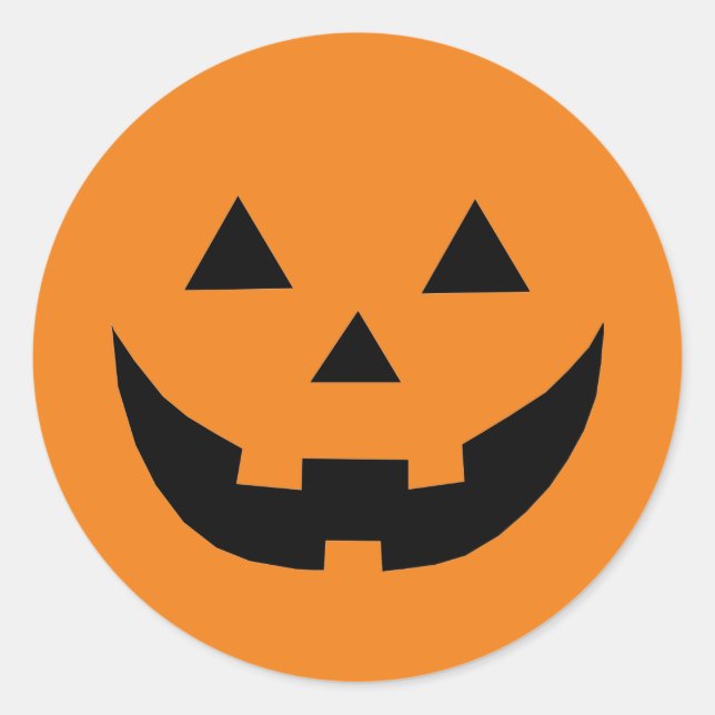 Pegatina Redonda Calabaza naranja dulce Jack o linterna diversión H (Anverso)