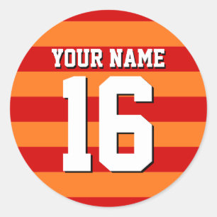 Pegatina Redonda Calabaza Naranja Red Team Jersey Preppy Stripe