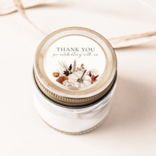 Pegatina Redonda Calabaza Neutral de Otoño para Enamorarse