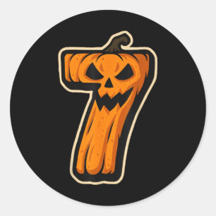 Pegatina Redonda Calabaza número 7 67 Meme Pareja Pareja Halloween