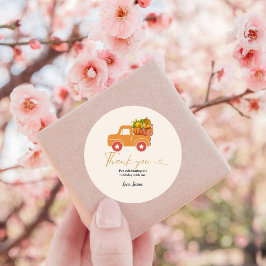 Pegatina Redonda Calabaza otoñal gracias cumpleaños