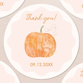 Pegatina Redonda Calabaza Otoño Caída Gracias Fecha