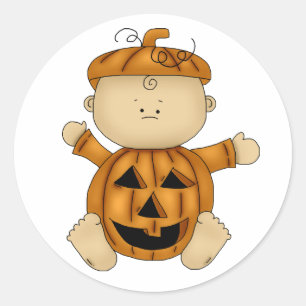 Pegatina Redonda Calabaza para bebés de Halloween