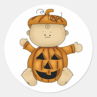 Pegatina Redonda Calabaza para bebés de Halloween