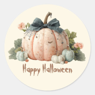 Pegatina Redonda Calabaza pastel feliz Halloween