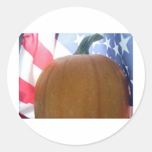 Pegatina Redonda Calabaza Patriótica