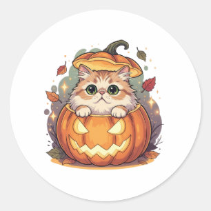 Pegatina Redonda Calabaza Peek Persa - Aplastante Halloween persa