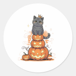 Pegatina Redonda Calabaza Rey Brit - Regente British Shorthair