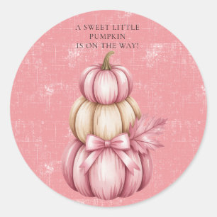 Pegatina Redonda Calabaza rosa Bebé Chica Ducha
