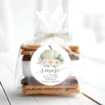 Pegatina Redonda Calabaza Rustica Fall Floral S'More Love Favor Cla<br><div class="desc">¡Usa a estos encantadores pegatinas de amor en sabrosos paquetes de sus favoritos! Fácil de editar el nombre y el evento. ¡Ideal para duchas de bebé,  duchas de novias y bodas! Vea toda la colección Rustic Fall Floral Pumpkin para más artículos a juego!</div>