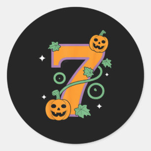Pegatina Redonda Calabaza Seis Siete 67 Pareja de Halloween Coincid