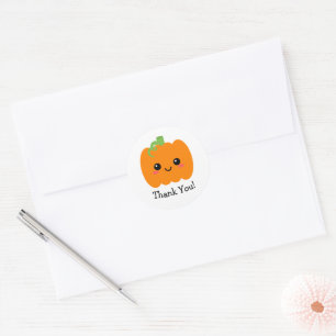 Pegatina Redonda Calabaza Sonriente Cute Stickers de Gracias
