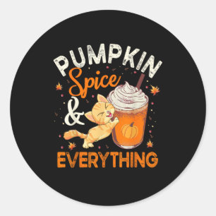 Pegatina Redonda Calabaza Spice Everything Shirate Cat Lover Cute A