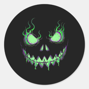 Pegatina Redonda Calabaza temerosa Jack O Lantern Spooky niños de H