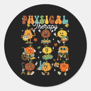 Pegatina Redonda Calabaza Terapéutica Física Terapia Terapéutica Th