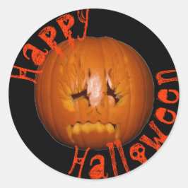 Pegatina Redonda Calabaza, tristes llamas