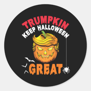 Pegatina Redonda Calabaza Trump de pelo rubio Manténgase Halloween