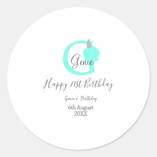 Pegatina Redonda Calabaza verde otoño cumpleaños 21ª gris pastel (Anverso)