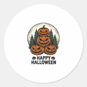 Pegatina Redonda Calabaza Vintage Halloween Jack O Linterna Bosque