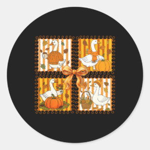 Pegatina Redonda Calabaza Vintage Latte Silly Goose Coquette Bow Th