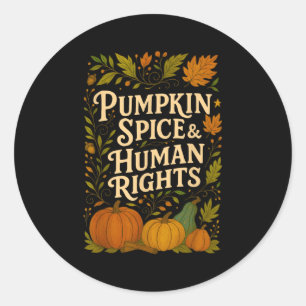 Pegatina Redonda Calabaza y calabaza; Caída de los Derechos Humanos