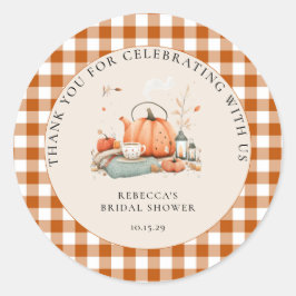 Pegatina Redonda Calabaza y especias y todo lo bueno de Baby Shower