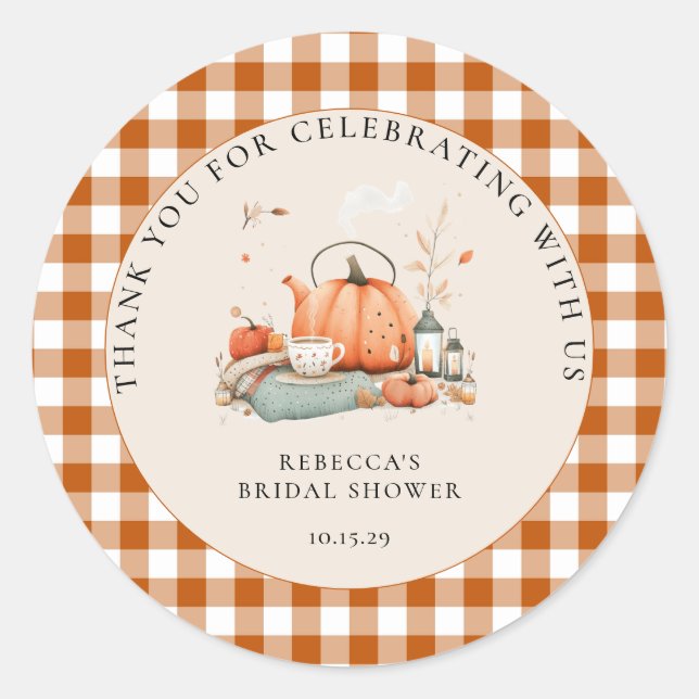 Pegatina Redonda Calabaza y especias y todo lo bueno de Baby Shower (Anverso)
