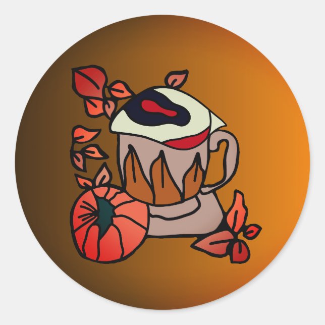 Pegatina Redonda Calabaza y vibraciones de ojos confeccionados a la (Anverso)