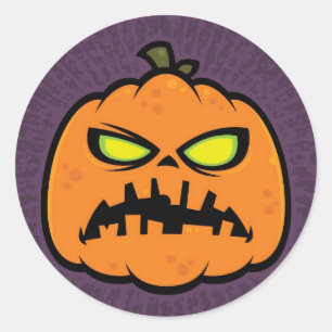 Pegatina Redonda Calabaza Zombie