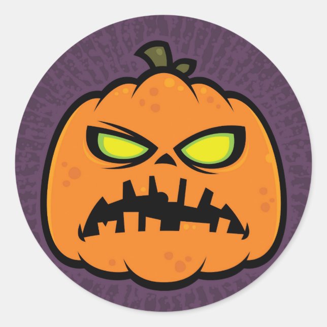 Pegatina Redonda Calabaza Zombie (Anverso)
