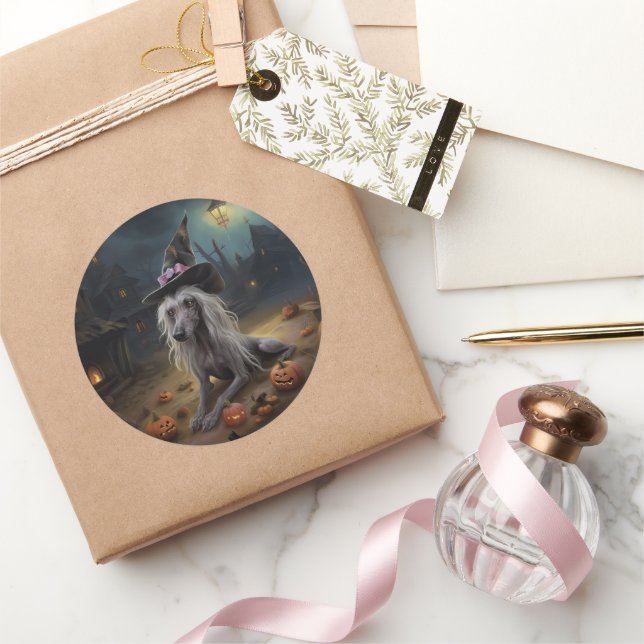 Pegatina Redonda Calabazas de calabazas chinas aterradoras de Hallo (Regalar)