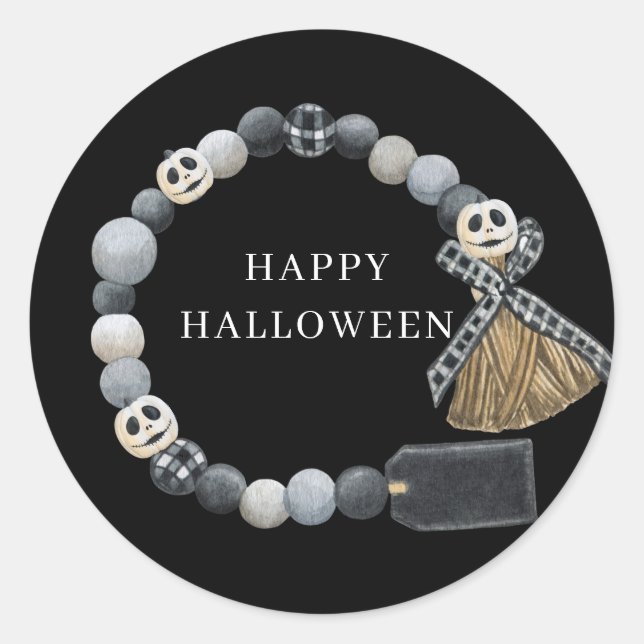 Pegatina Redonda Calabazas de la fiesta de Halloween (Anverso)