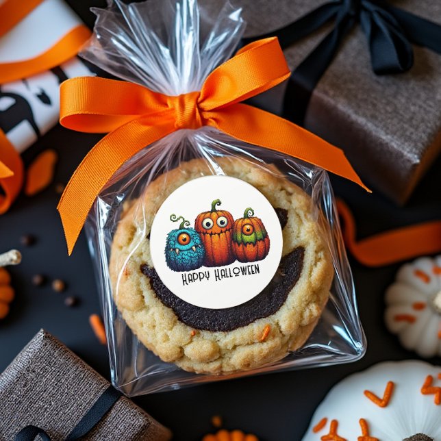 Pegatina Redonda Calabazas de Monster (Yummy!)