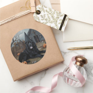 Pegatina Redonda Calabazas de Newfoundland Halloween