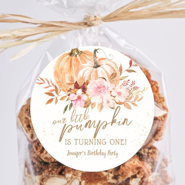 Pegatina Redonda Calabazas de otoño acuarela Boho Chica 1º cumpleañ (Subido por el creador)