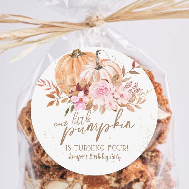 Pegatina Redonda Calabazas de otoño acuarela Boho Chica 4º cumpleañ (Subido por el creador)