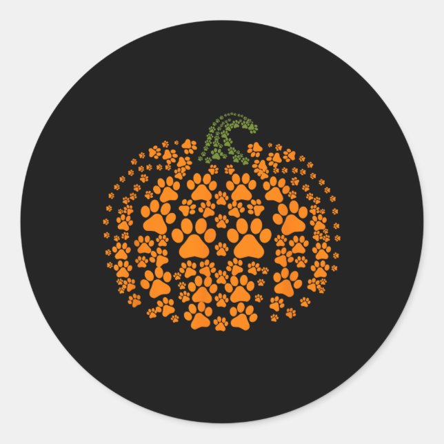Pegatina Redonda Calabazas de perro de gato Imprimir Halloween Pet  (Anverso)