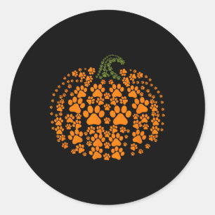 Pegatina Redonda Calabazas de perro de gato Imprimir Halloween Pet 