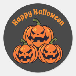 Pegatina Redonda Calabazas de tres jack o'lantern
