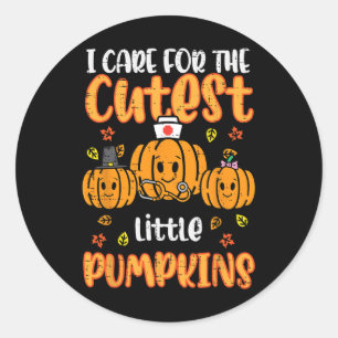 Pegatina Redonda Calabazas Enfermera crujido de Halloween Top Fall 