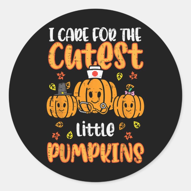 Pegatina Redonda Calabazas Enfermera crujido de Halloween Top Fall  (Anverso)