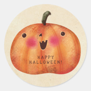 Pegatina Redonda Calabazas felices - Halloween lindo