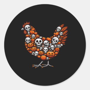 Pegatina Redonda Calabazas talladas Halloween Pollo Cute forma Farm