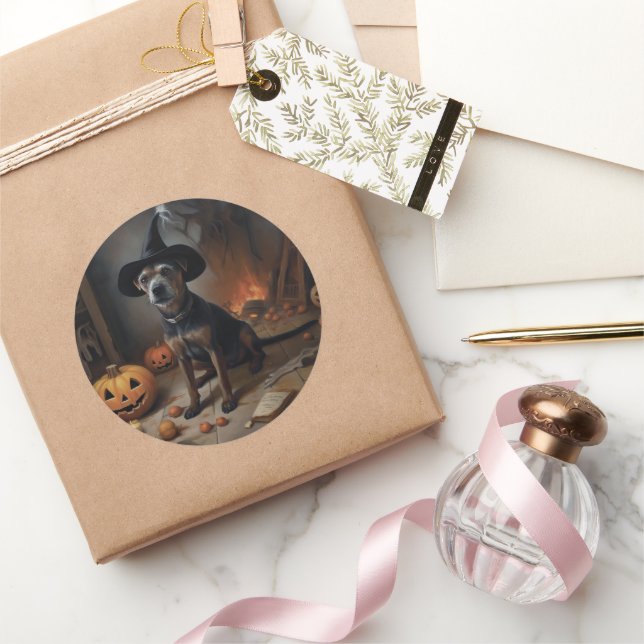 Pegatina Redonda Calabazas Terrier de la Bahía de Chesapeake Hallow (Regalar)