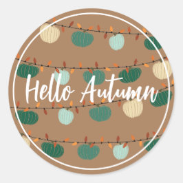 Pegatina Redonda Calabazas y luces